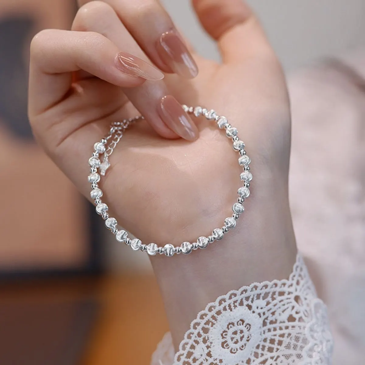 925 Sterling Silver Beaded Bracelet