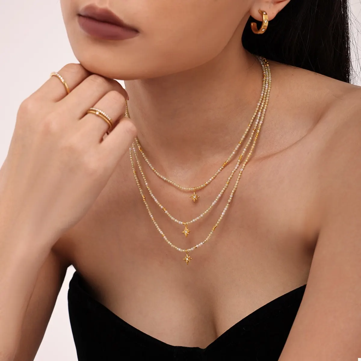 18K Gold-Plated Star Pendant Necklace with Zircon